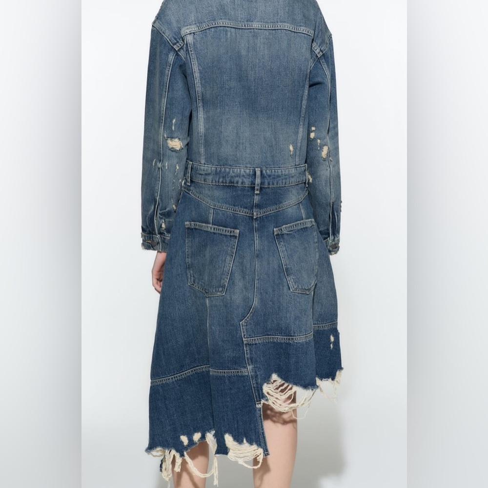 Zara Ripped Denim Jacket Dress - Picture 8 of 15